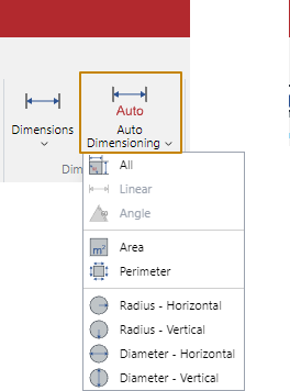 Auto Dimensioning Menu Auto Dimensioning Menu